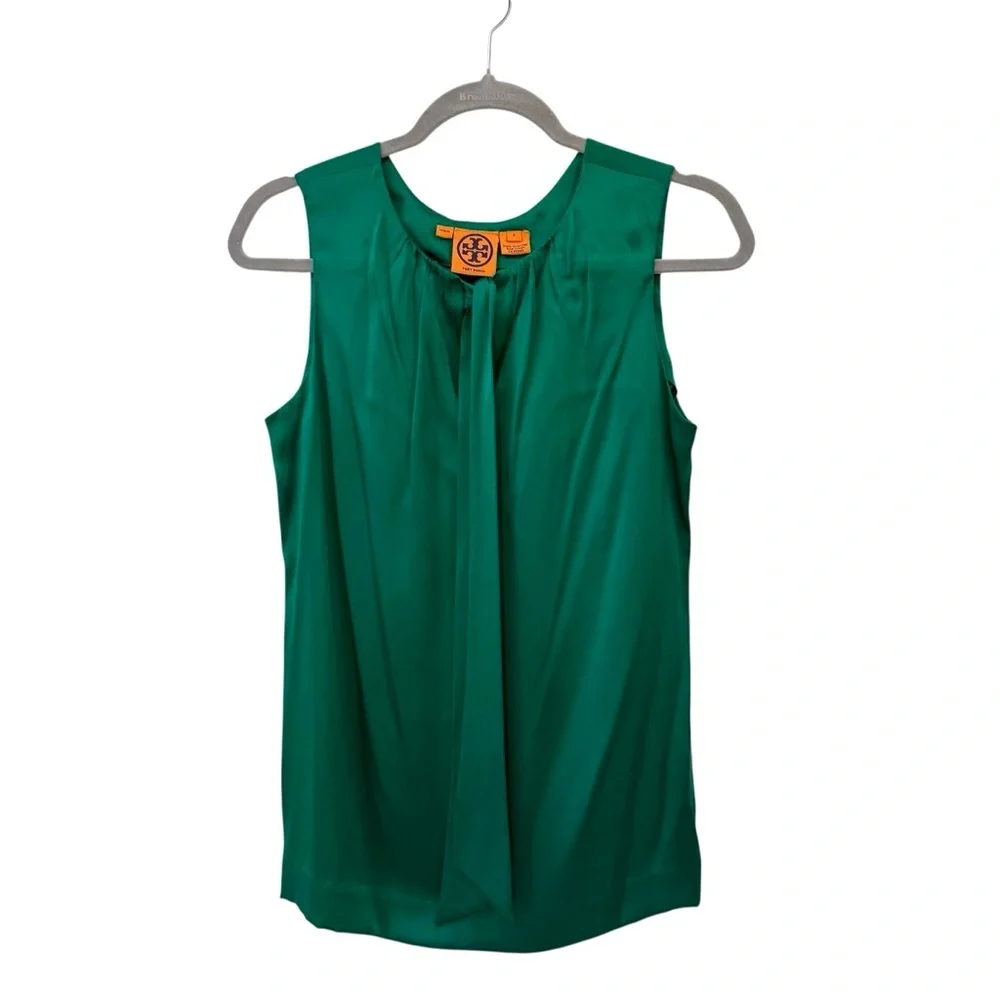 Tory Burch Emerald Green Bow Blouse - Picture 5 of 9